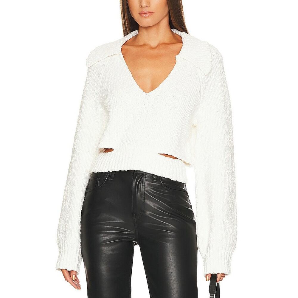 L'Academie Boucle White Imani Pullover Sweater Size XXS